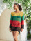 Knitted hollow out round neck long sleeved cover shirt for vacation and leisure beach bikini outerwear