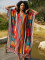 Cotton V-neck printed hoodie for vacation and leisure beach bikini outerwear in 5 colors