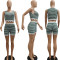 Fashionable and casual summer contrasting knitted shorts short sleeved set