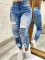 Fashion letters cut through Ma Liu small leg jeans Amazon independent station international station cash payment