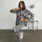 Cross border minimalist ice silk sleepwear two-piece set, long pants, long sleeves, home wear (including headband)