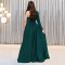 Advanced rhinestone sexy V-neck long dress with a cinched waist and slit, new product for women