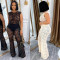 Elegant Perspective Lace Elastic Slim Two Piece Set