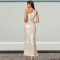 Fashion women's temperament pearl piece slanted shoulder slit fish tail dress