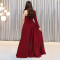 Advanced rhinestone sexy V-neck long dress with a cinched waist and slit, new product for women