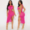 Fashionable round neck sexy see through hollow out dress with bikini inside