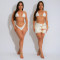 Seaside vacation style swimsuit bikini three piece set women's summer lace up half skirt women