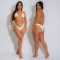 Seaside vacation style swimsuit bikini three piece set women's summer lace up half skirt women