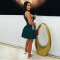Fashionable women's sports short skirt, three-dimensional cutting strip slim fit dress