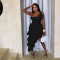 Summer New Solid Color Strap Irregular Ruffle Women's Dress Sexy Women's Dress