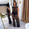 Elegant Perspective Lace Elastic Slim Two Piece Set