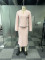 Elegant V-neck rhinestone slim fit long sleeved skirt with hips wrapped and split back, two-piece set