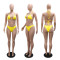 Seaside vacation style swimsuit bikini three piece set women's summer lace up half skirt women