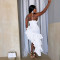 Summer New Solid Color Strap Irregular Ruffle Women's Dress Sexy Women's Dress