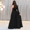 Advanced rhinestone sexy V-neck long dress with a cinched waist and slit, new product for women
