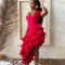 Summer New Solid Color Strap Irregular Ruffle Women's Dress Sexy Women's Dress