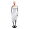 Summer New Solid Color Strap Irregular Ruffle Women's Dress Sexy Women's Dress