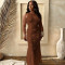 New fashionable and sexy sleeveless lace up dress with solid color long skirt