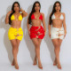 Seaside vacation style swimsuit bikini three piece set women's summer lace up half skirt women