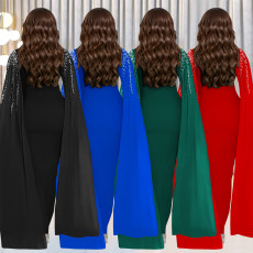 Fashionable women's elegant temperament rhinestone evening dress dress