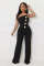 Women's personalized strapless big button sleeveless sports and fitness jumpsuit