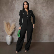 Women's personalized line splicing long sleeved sports and fitness jumpsuit