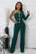 Women's personalized line splicing large button single shoulder sports and fitness jumpsuit