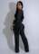 Personalized line splicing V-neck long sleeved sports and fitness jumpsuit