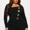 Personalized line splicing large button long sleeved sports and fitness jumpsuit