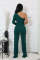 Women's personalized line splicing large button single shoulder sports and fitness jumpsuit