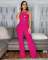 Women's personalized strapless big button sleeveless sports and fitness jumpsuit