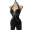 Women's personalized line splicing sleeveless sports fitness jumpsuit