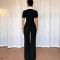 Personalized line splicing sleeveless sports fitness jumpsuit