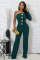 Women's personalized line splicing large button single shoulder sports and fitness jumpsuit