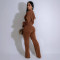 Personalized line splicing V-neck long sleeved sports and fitness jumpsuit