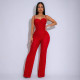 Personalized line splicing long sleeved sports and fitness jumpsuit