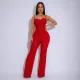 Personalized line splicing long sleeved sports and fitness jumpsuit