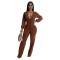 Personalized line splicing V-neck long sleeved sports and fitness jumpsuit