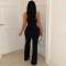 Women's personalized line splicing sleeveless sports fitness jumpsuit
