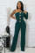 Women's personalized line splicing large button single shoulder sports and fitness jumpsuit