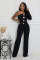 Women's personalized line splicing large button single shoulder sports and fitness jumpsuit