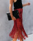 New sequined high waisted fringed short skirt and half length skirt