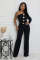 Women's personalized line splicing large button single shoulder sports and fitness jumpsuit