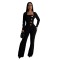 Personalized line splicing large button long sleeved sports and fitness jumpsuit