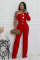 Women's personalized line splicing large button single shoulder sports and fitness jumpsuit