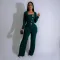 Personalized line splicing large button long sleeved sports and fitness jumpsuit