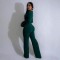 Personalized line splicing large button long sleeved sports and fitness jumpsuit
