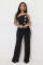 Women's personalized strapless big button sleeveless sports and fitness jumpsuit