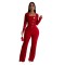 Personalized line splicing large button long sleeved sports and fitness jumpsuit