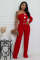 Women's personalized line splicing large button single shoulder sports and fitness jumpsuit